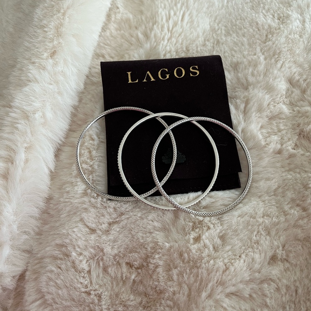LAGOS Caviar Sterling Silver Three Bangle Set - Picture 10 of 16